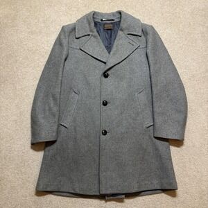 Vtg Pendleton Coat Jacket Men Large Gray Wool Tweed Lined Sir Pendleton Overcoat